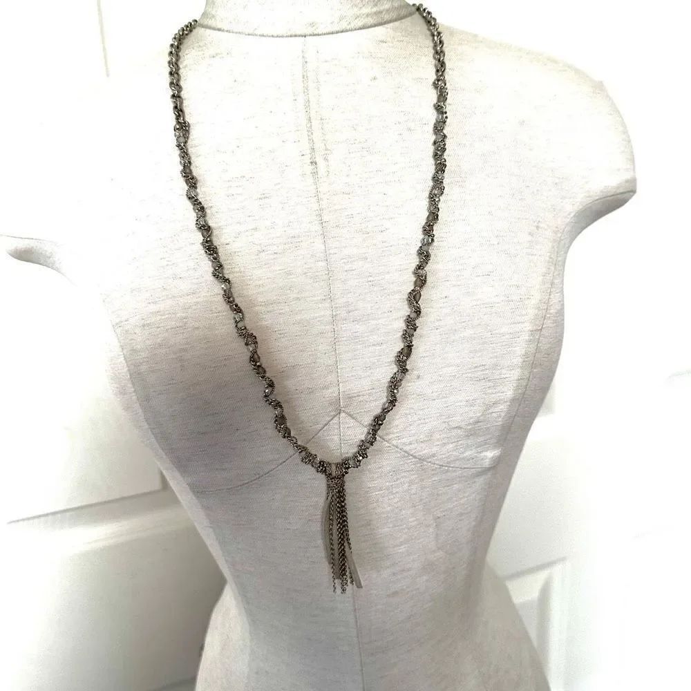 Loft gold tone beaded tassel necklace